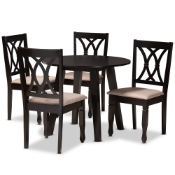 Baxton Studio Millie Modern and Contemporary Sand Fabric Upholstered and Dark Brown Finished Wood 5-Piece Dining Set